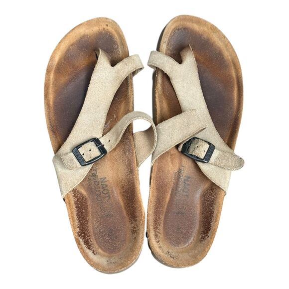 Naot Sandals Thong Tahoe Women's Beige Leather Boho Cork Bed Size 10 US /41 EU - Picture 5 of 9